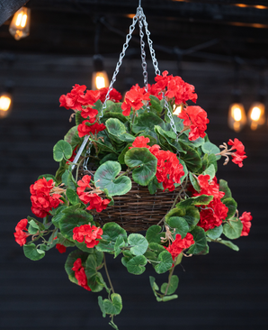 Kunstig Begonia Rød i Kurv UV 70 cm