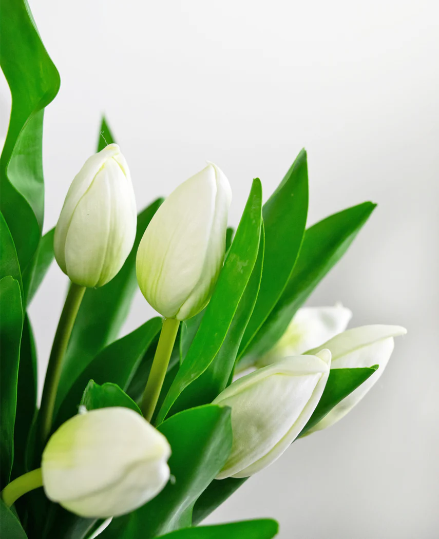 Kunstig Tulipan Bukett i Vase Hvit 45cm