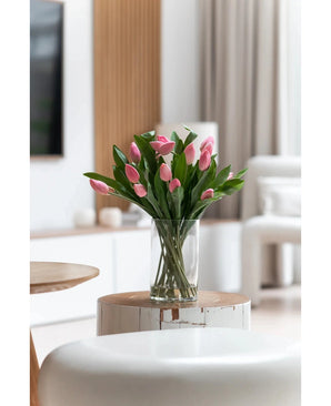 Kunstig Tulipan Bukett i Vase Rosa 45cm
