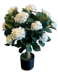 Kunstig Hortensia Ball Hvit UV 75 cm