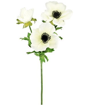 Kunstig Anemone x3 Hvit 56cm