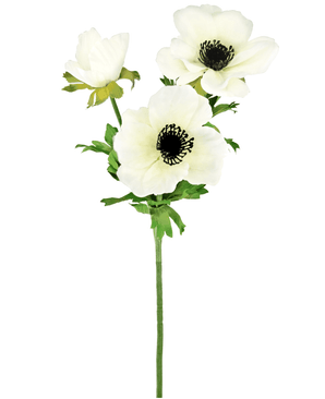 Kunstig Anemone x3 Hvit 56cm