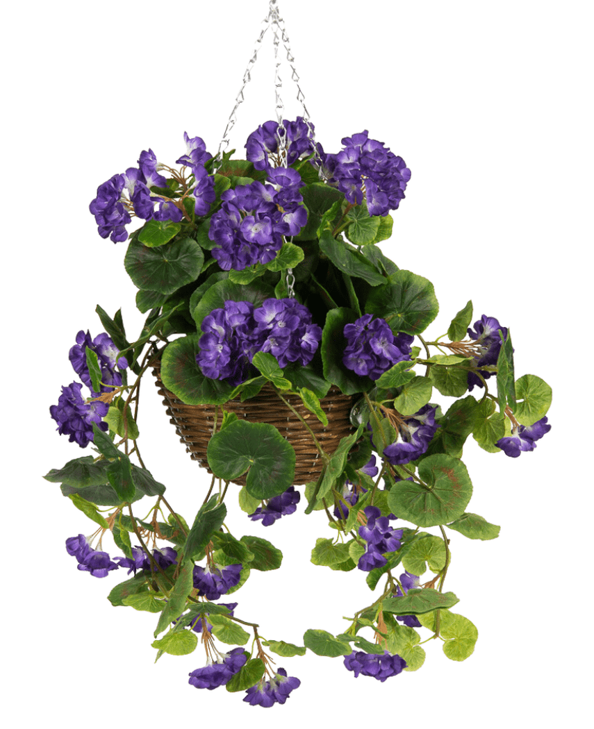 Kunstig Begonia Lilla i Kurv UV 70cm