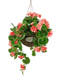 Kunstig Begonia Rosa i Kurv UV 70cm