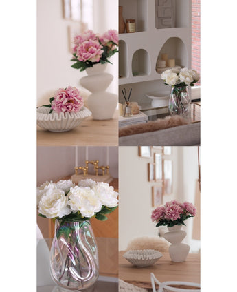 Kunstig Blomsterbukett Peon Hvit/krem 39cm