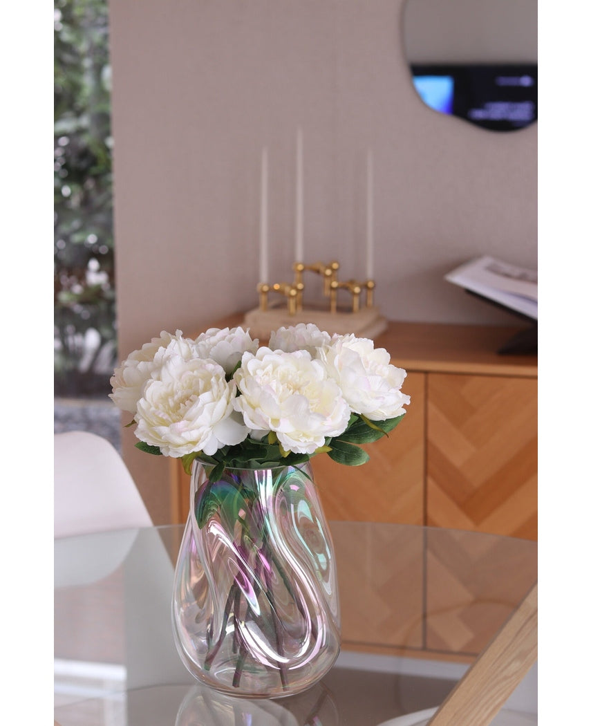 Kunstig Blomsterbukett Peon Hvit/krem 39cm