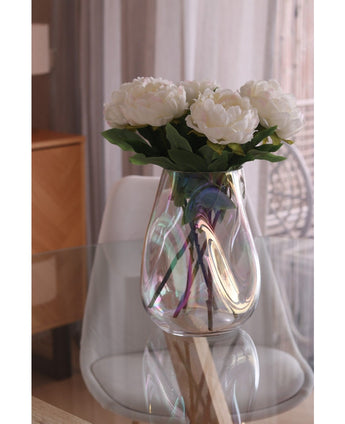 Kunstig Blomsterbukett Peon Hvit/krem 39cm