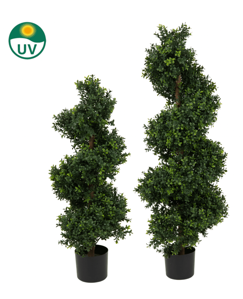 Kunstig Buksbom Spiral Romerstil UV 120cm