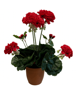 Kunstig Geranium UV i Potte Rød 35cm