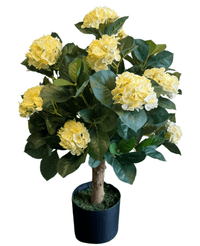 Kunstig Hortensia Ball Lys Gul UV 75 cm