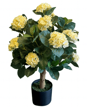 Kunstig Hortensia Ball Lys Gul UV 75 cm