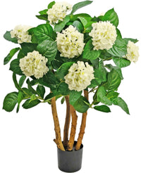 Kunstig Hortensia Busk Kremhvit 85cm