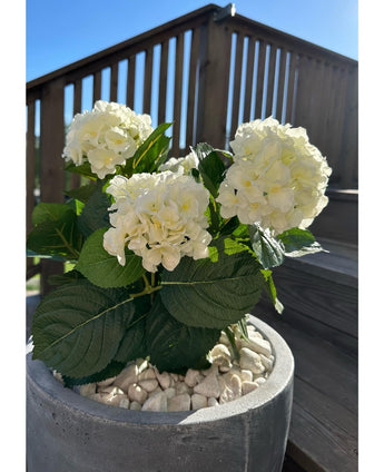 Kunstig Hortensia Deluxe Kremhvit UV 35cm