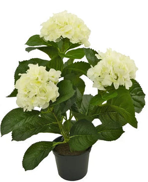 Kunstig Hortensia Deluxe Kremhvit UV 35cm