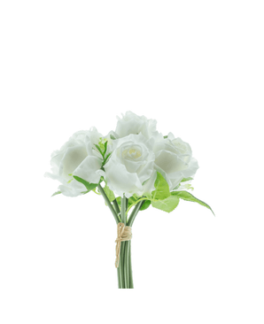 Kunstig Rosebukett 7 Roser Real Touch Hvit 30 cm