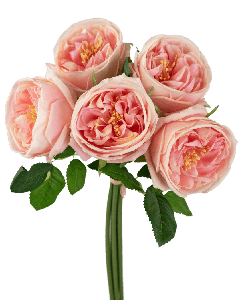Kunstig Rosebukett "Carmen" Real Touch Rosa 36cm