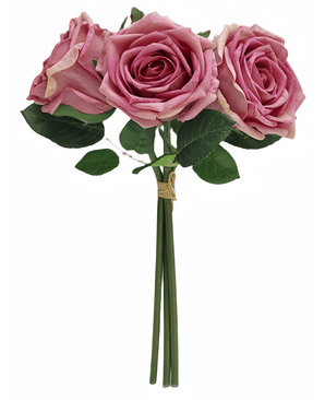 Kunstig Rosebukett Real Touch Gammelrosa 30cm