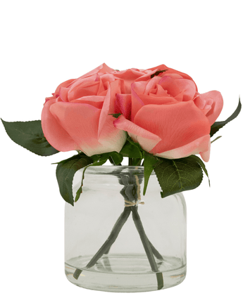 Kunstig Rosebukett Real Touch Rosa 18cm