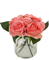 Kunstig Rosebukett Real Touch Rosa 18cm