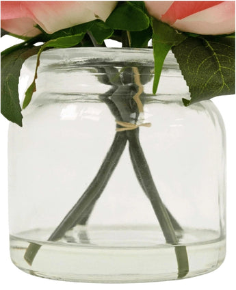 Kunstig Rosebukett Real Touch Rosa 18cm