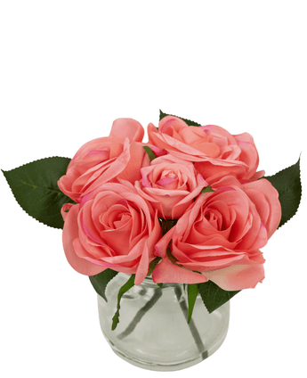 Kunstig Rosebukett Real Touch Rosa 18cm