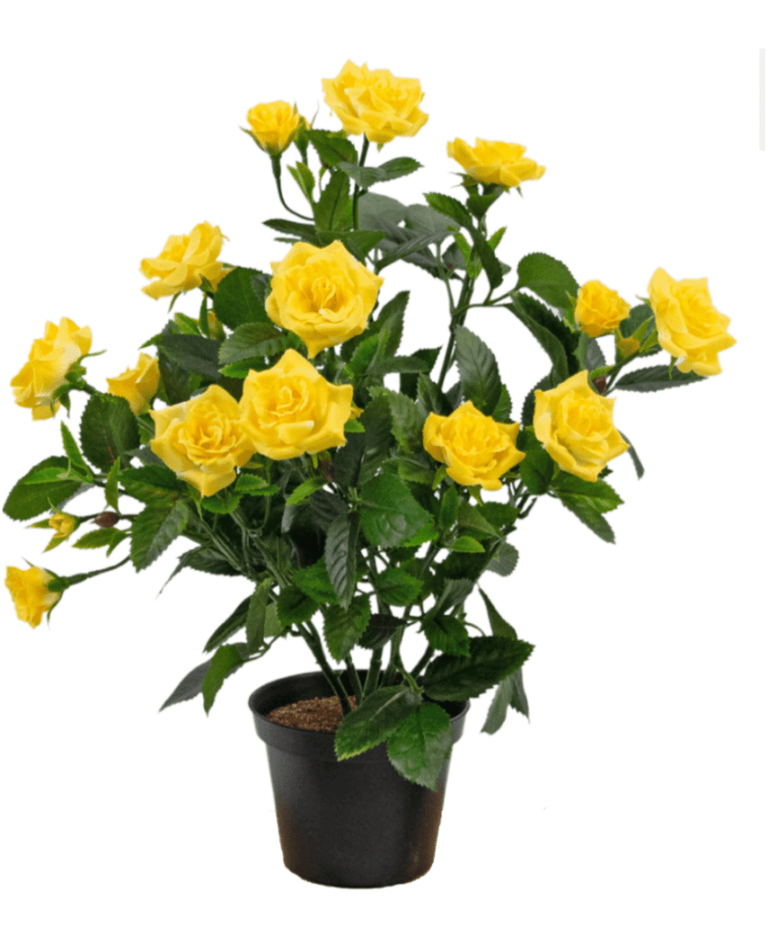 Kunstig Rosebusk i Potte Gul 35cm
