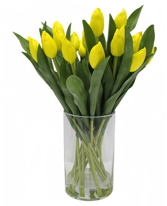 Kunstig Tulipan Bukett i Vase Gul 45cm