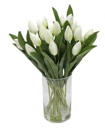 Kunstig Tulipan Bukett i Vase Hvit 45cm