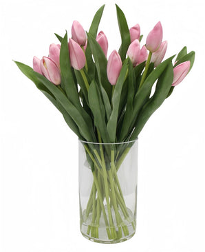 Kunstig Tulipan Bukett i Vase Rosa 45cm