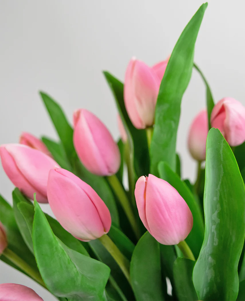 Kunstig Tulipan Bukett i Vase Rosa 45 cm