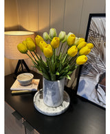 Kunstig Tulipanbukett Real Touch Grønn/hvit 40cm
