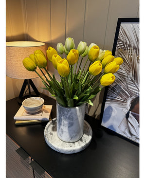 Kunstig Tulipanbukett Real Touch Grønn/hvit 40cm