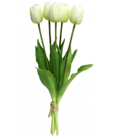 Kunstig Tulipanbukett Real Touch Grønn/hvit 40cm