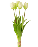 Kunstig Tulipanbukett Real Touch Grønn/hvit 40cm