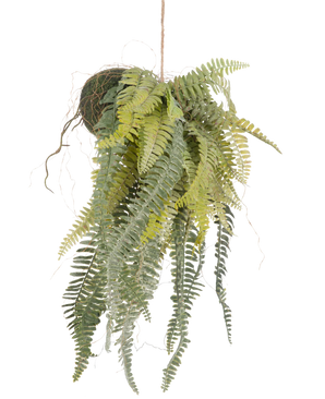 Kunstig hengende plante "Frosted Fern" på kule 97 cm