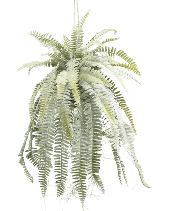 Kunstig hengende plante "Frosted Fern" på kule 97 cm