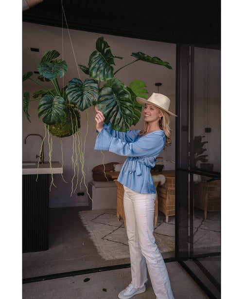Kunstig hengende plante Monstera Deluxe 80 cm