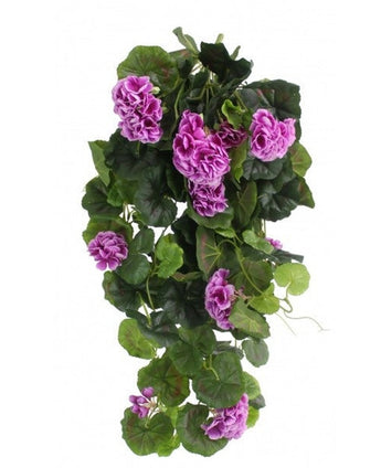 Kunstig hengeplanter Geranium 75 cm lilla