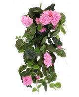 Kunstig hengeplanter Geranium 75 cm rosa