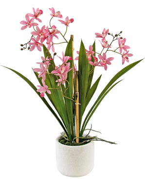 Kunstig plante Mini Cymbidium Real Touch 45 cm rosa